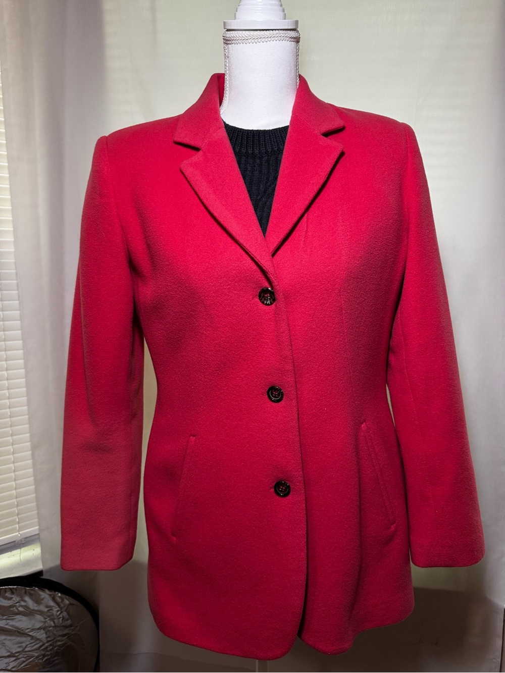 Harvé Benard Bright Red Single-Breasted Pea Coat